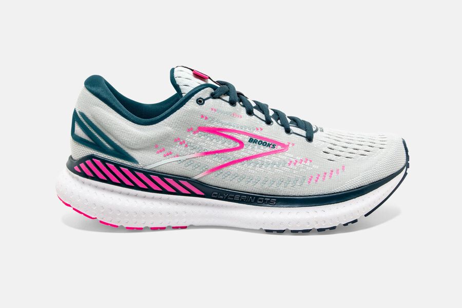 Brooks Glycerin GTS 19 Road Running Shoes Womens - White/Pink - DMTYQ-1058
